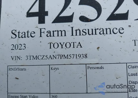2023 Toyota Tacoma Double Cab/Sr/Sr5/Trail/Trd Sport/Trd Off Road/Trd Pro from USA, damaged, VIN 3TMCZ5AN7PM571938